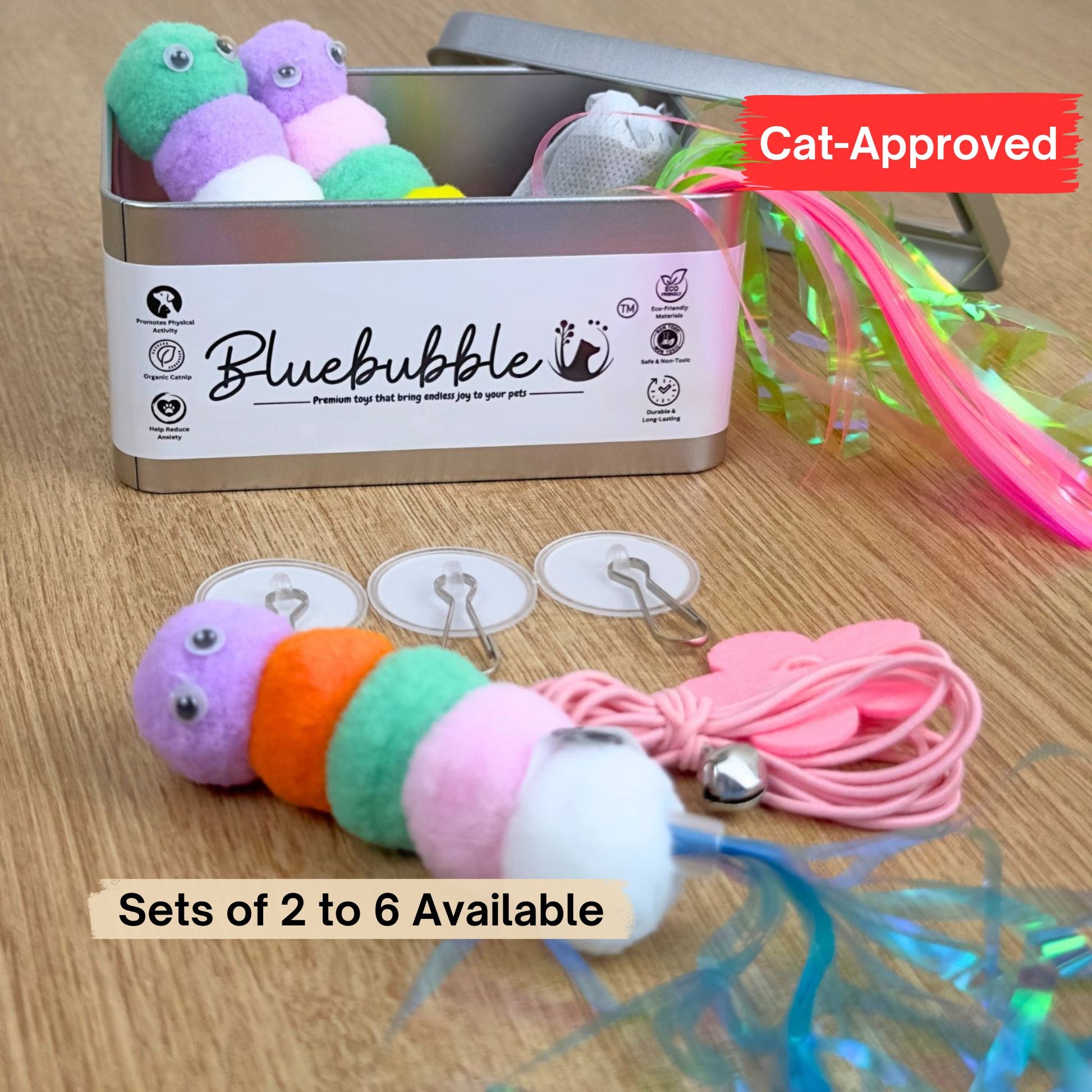 Bluebubble Caterpillar Feather Balls with Bell